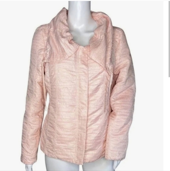 Chico's Jacket Women's Pleated Lightweight Puffer Cowl Collar Size 2 Large - Picture 9 of 10